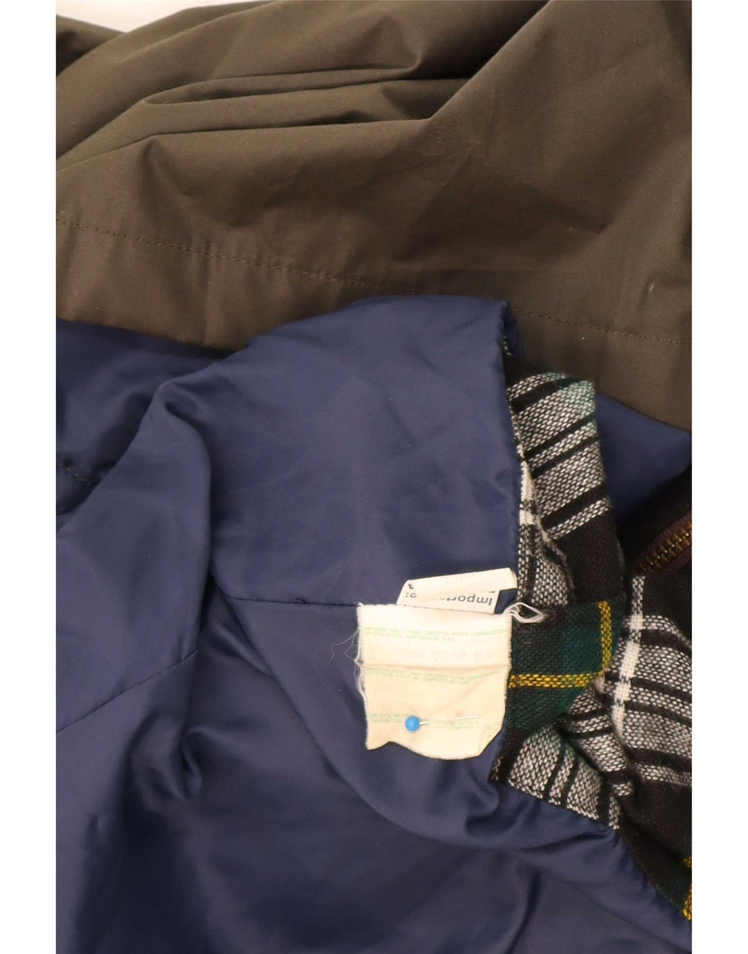 Jaqueta masculina de algodão encerado Brugi UK 40 grande bloco colorido cáqui