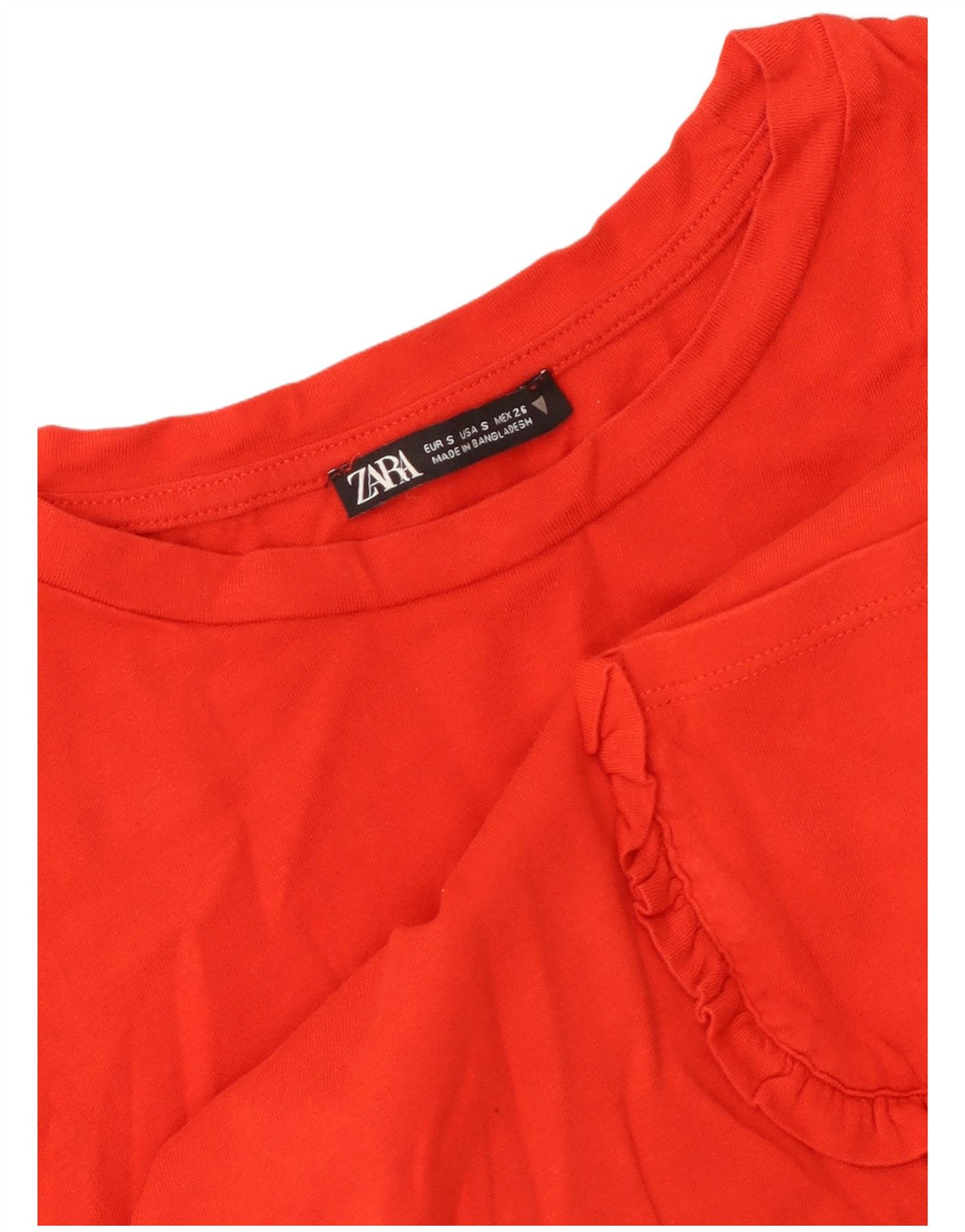 Zara Womens Crop T-Shirt Top UK 10 Pequeno Vermelho