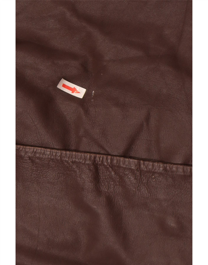 Casaco de couro feminino vintage IT 46 grande couro marrom