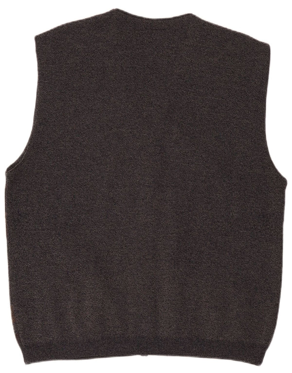 Suéter cardigã masculino Enzo Goti 2XL lã geométrica marrom