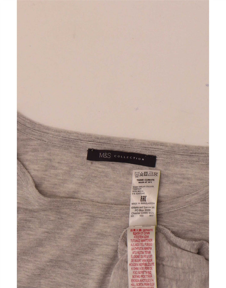 Top feminino Marks & Spencer manga comprida UK 14 cinza médio modal