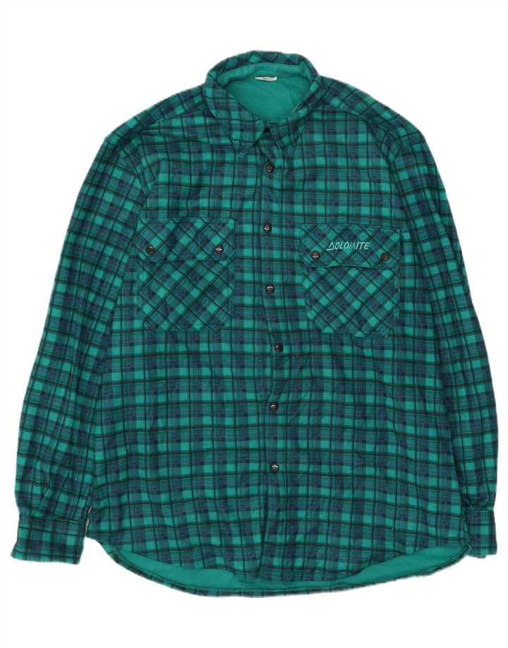 Camisa masculina de flanela DOLOMITE poliéster xadrez verde médio