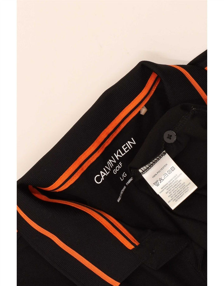 Calvin Klein Camisa polo masculina de golfe grande poliéster preto