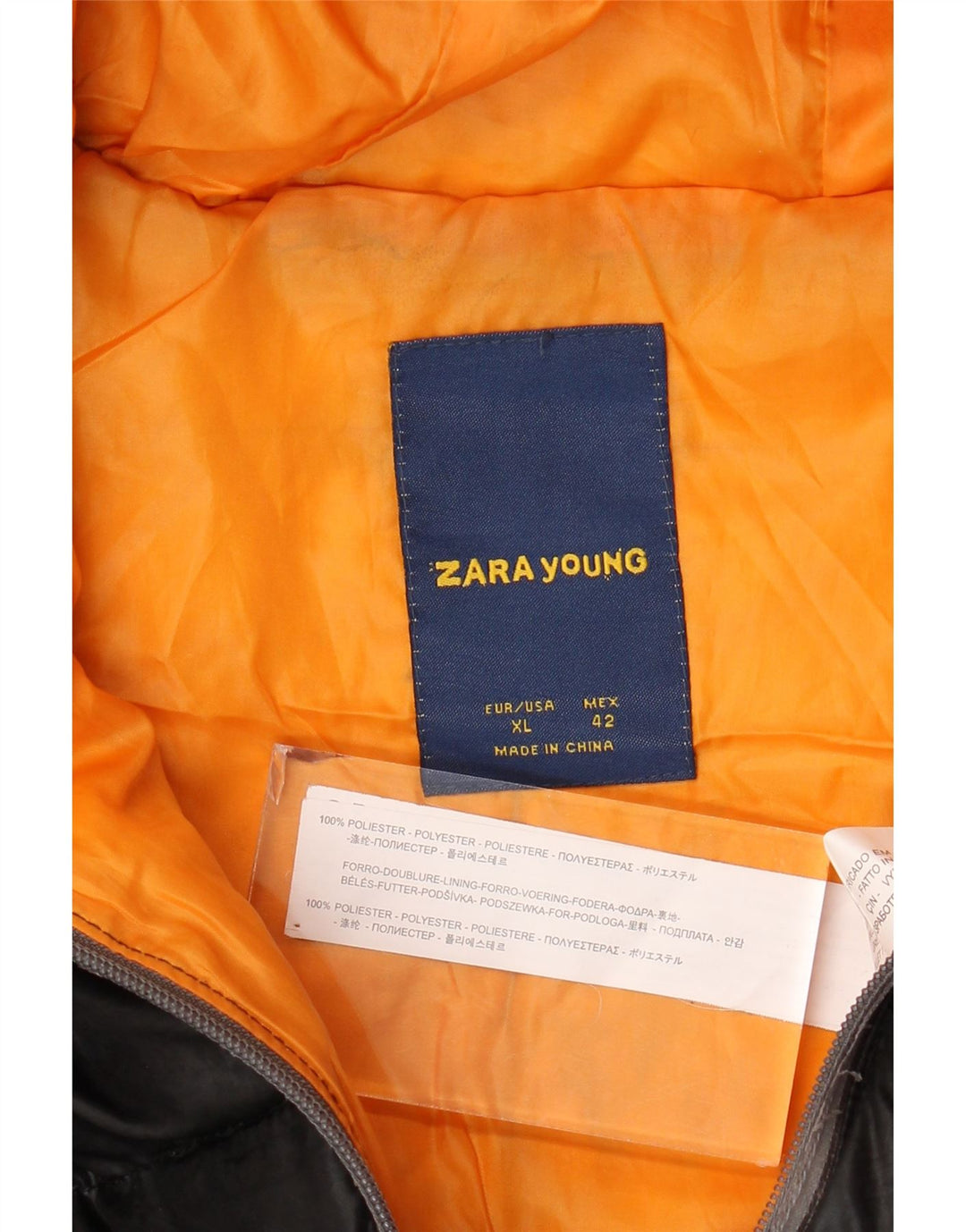 Casaco acolchoado com capuz Zara Boys 13-14 anos XL preto poliéster