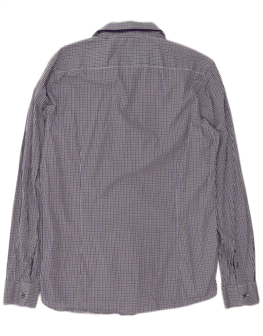 Camisa masculina Ted Baker tamanho 3 algodão guingão azul médio