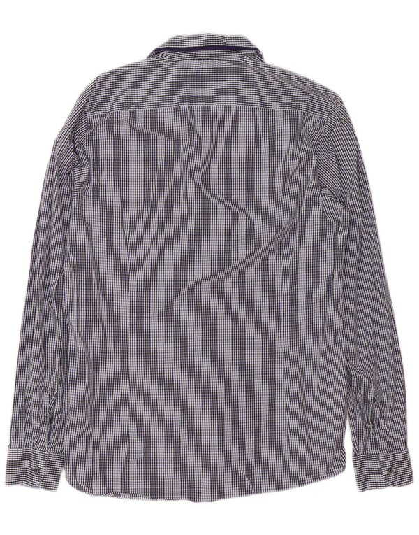 Camisa masculina Ted Baker tamanho 3 algodão guingão azul médio