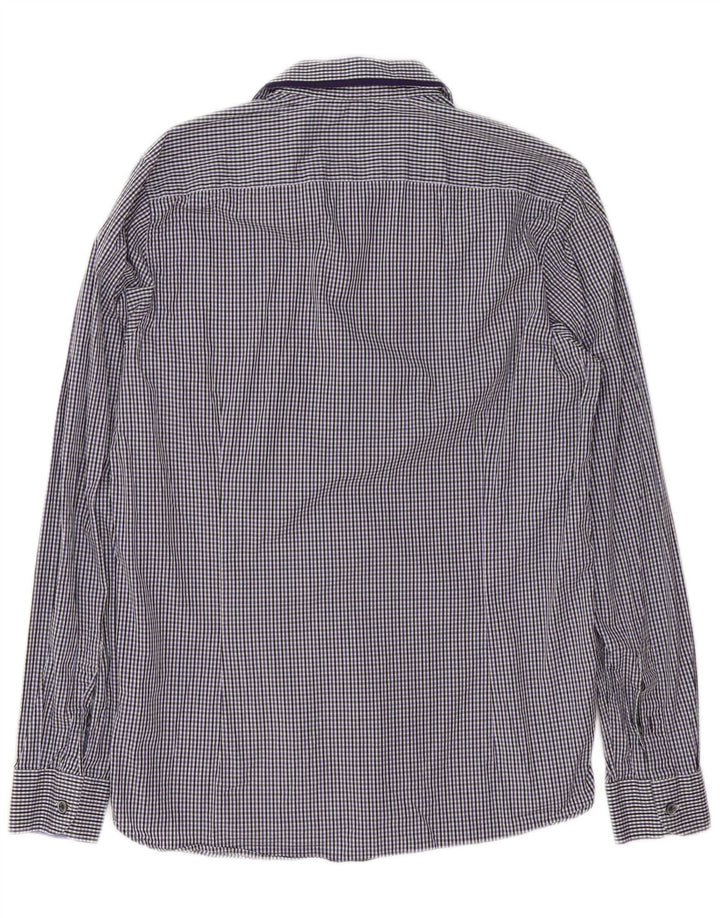 Camisa masculina Ted Baker tamanho 3 algodão guingão azul médio