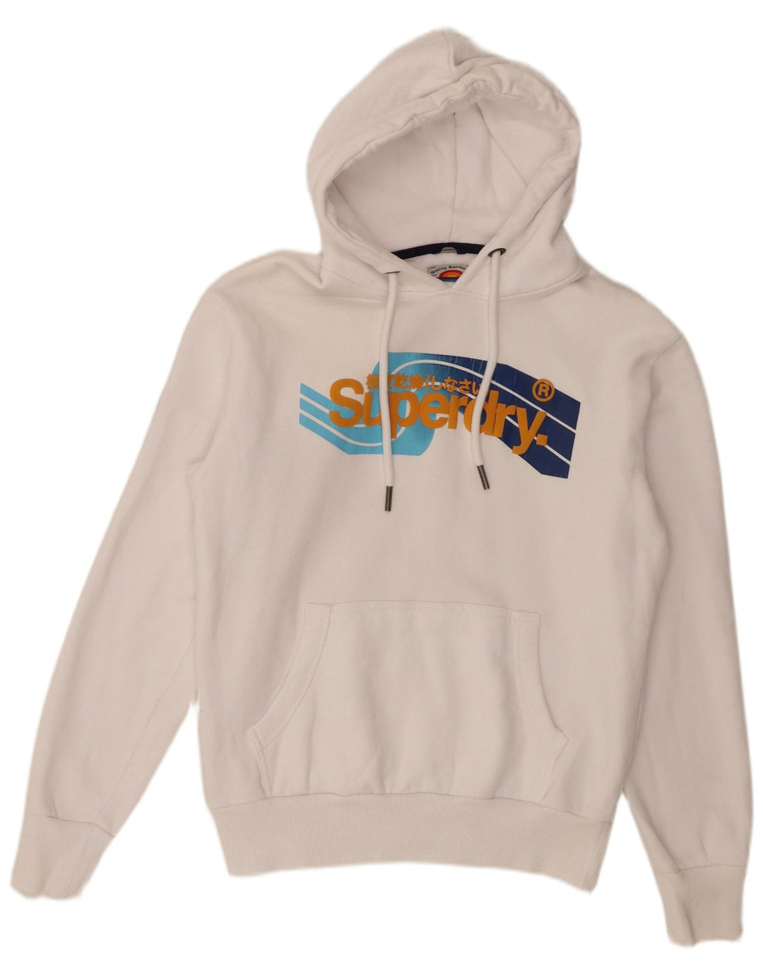 Suéter Superdry masculino com capuz gráfico grande algodão branco