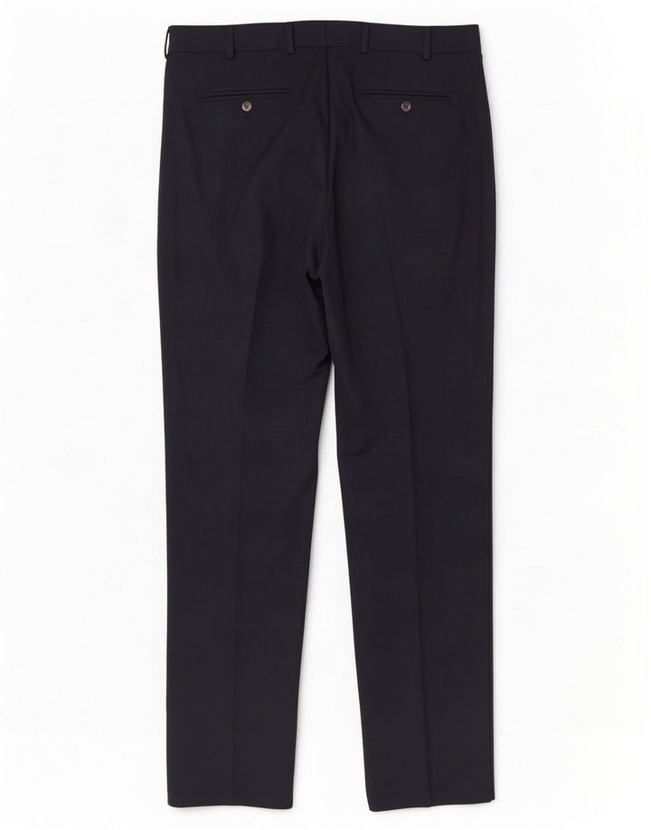 Calça masculina Jaeger reta casual W36 L33 lã azul marinho