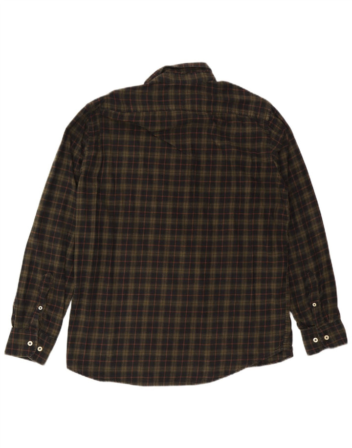 Camisa masculina de flanela Carrera Regular Fit XL cáqui xadrez algodão
