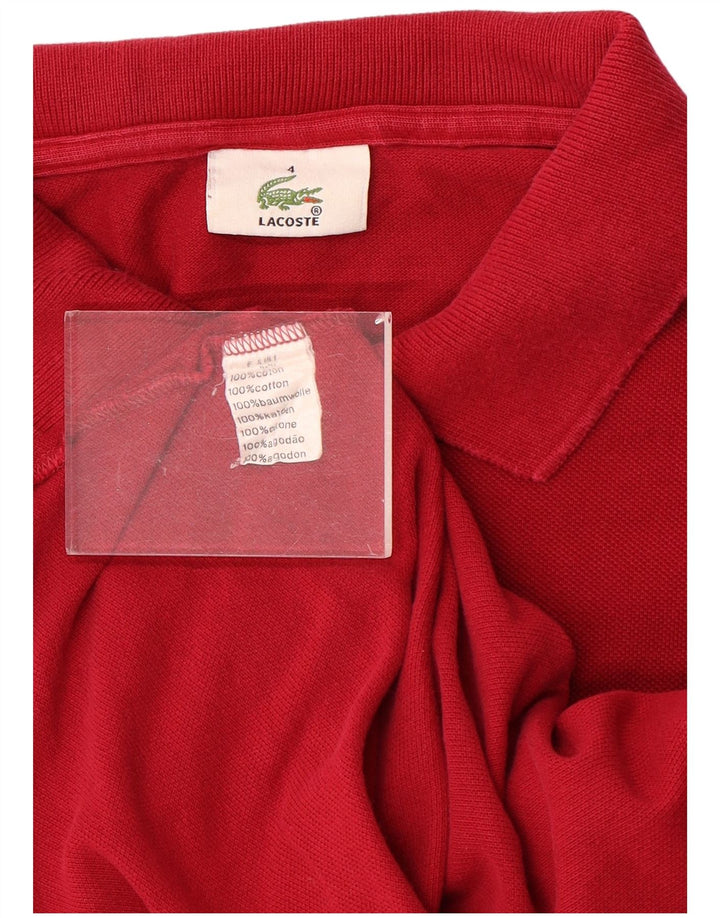 Camisa polo masculina de manga comprida Lacoste tamanho 4 médio algodão vermelho