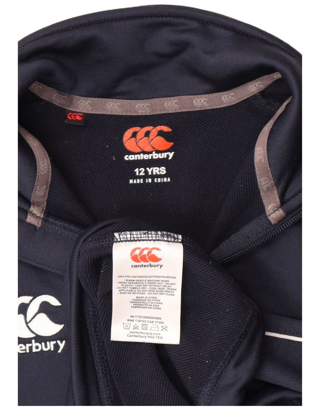 Suéter Canterbury Boys com zíper e gola 11-12 anos azul marinho poliéster