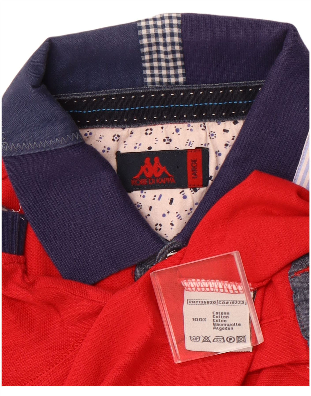 KAPPA Mens Polo Shirt Large Red Colourblock Cotton