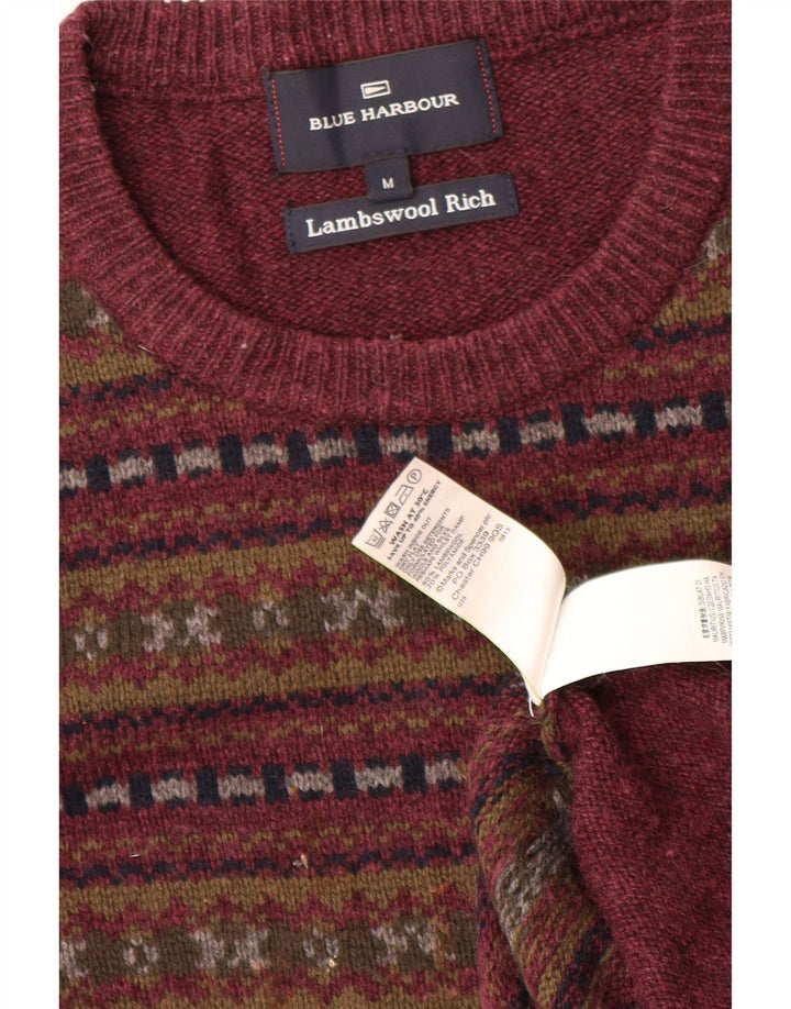 Suéter masculino Marks & Spencer Blue Harbor com gola redonda, médio Borgonha