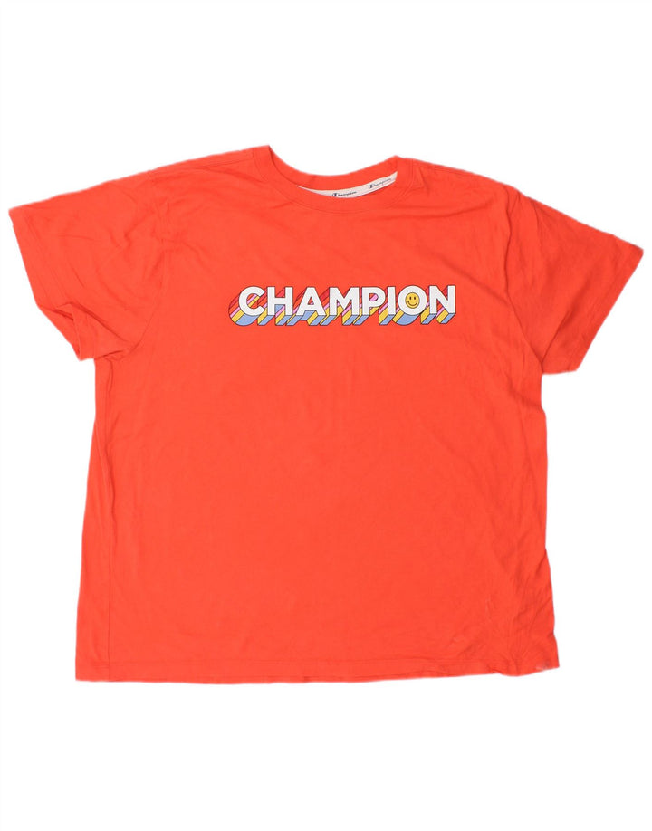 Camiseta feminina com estampa CHAMPION UK 20 2XL algodão laranja