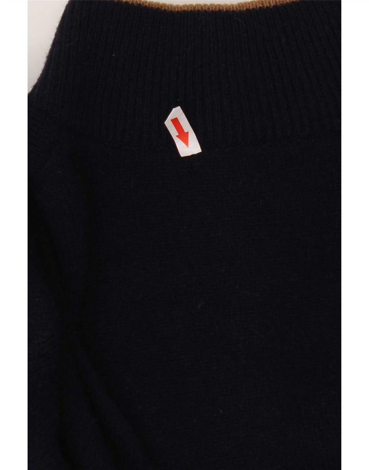 Suéter masculino Musto com zíper e gola em lã de cordeiro grande azul marinho