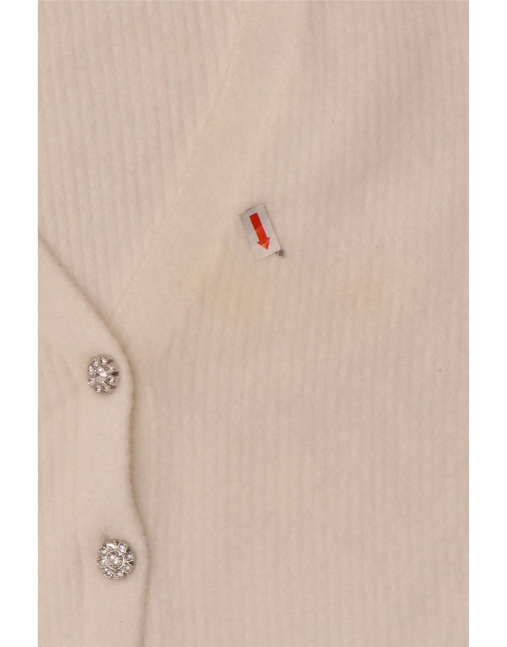 Suéter Zara feminino crop cardigan Reino Unido 12 médio branco nylon