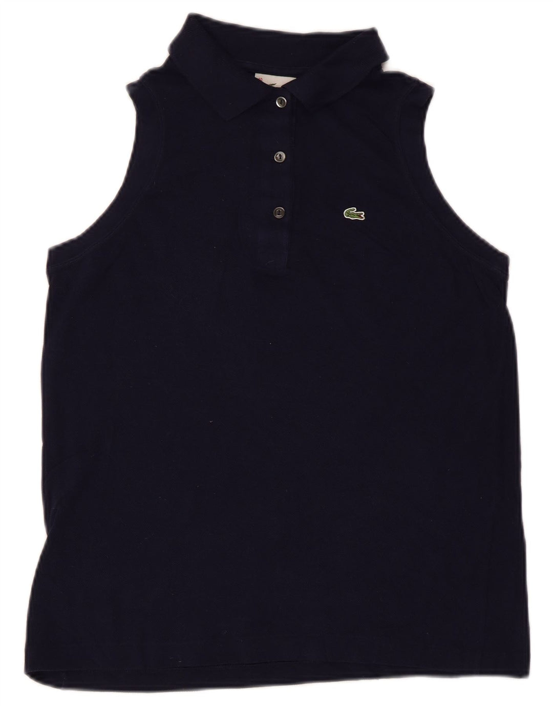 Camisa polo feminina sem mangas Lacoste tamanho 40 algodão azul marinho médio
