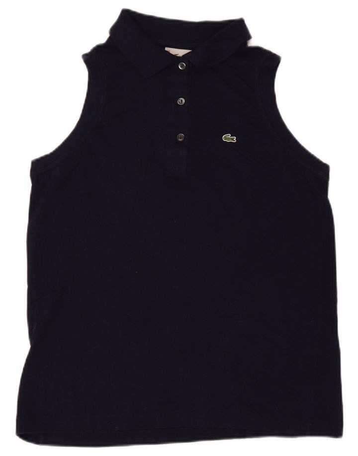 Camisa polo feminina sem mangas Lacoste tamanho 40 algodão azul marinho médio
