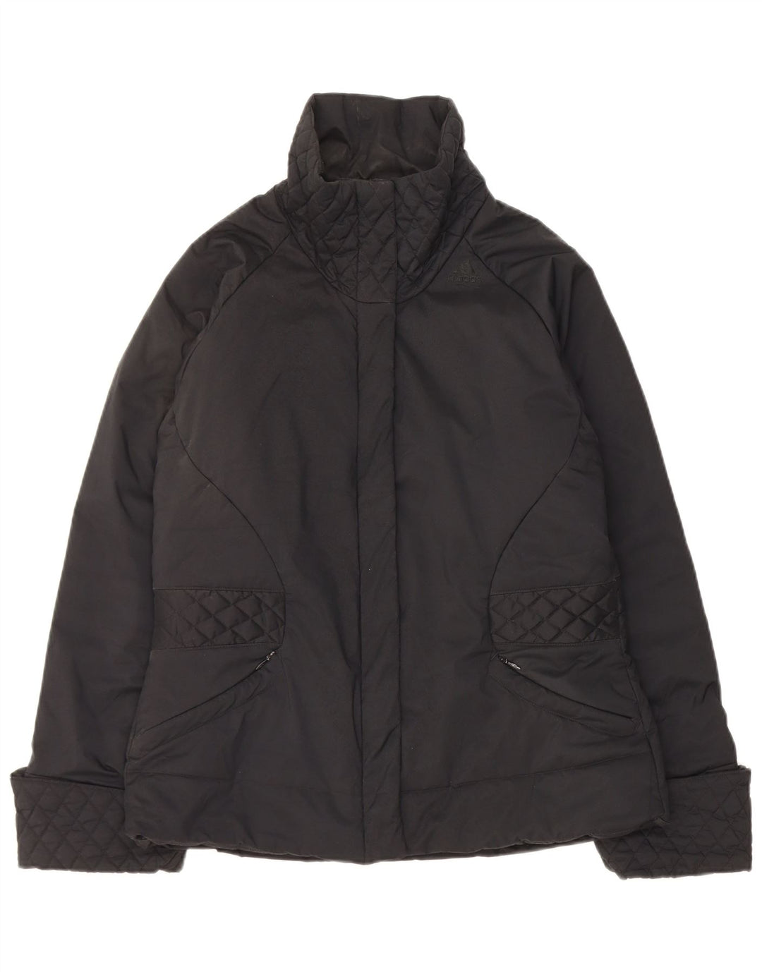 Jaqueta acolchoada feminina Adidas UK 14 grande poliéster preto
