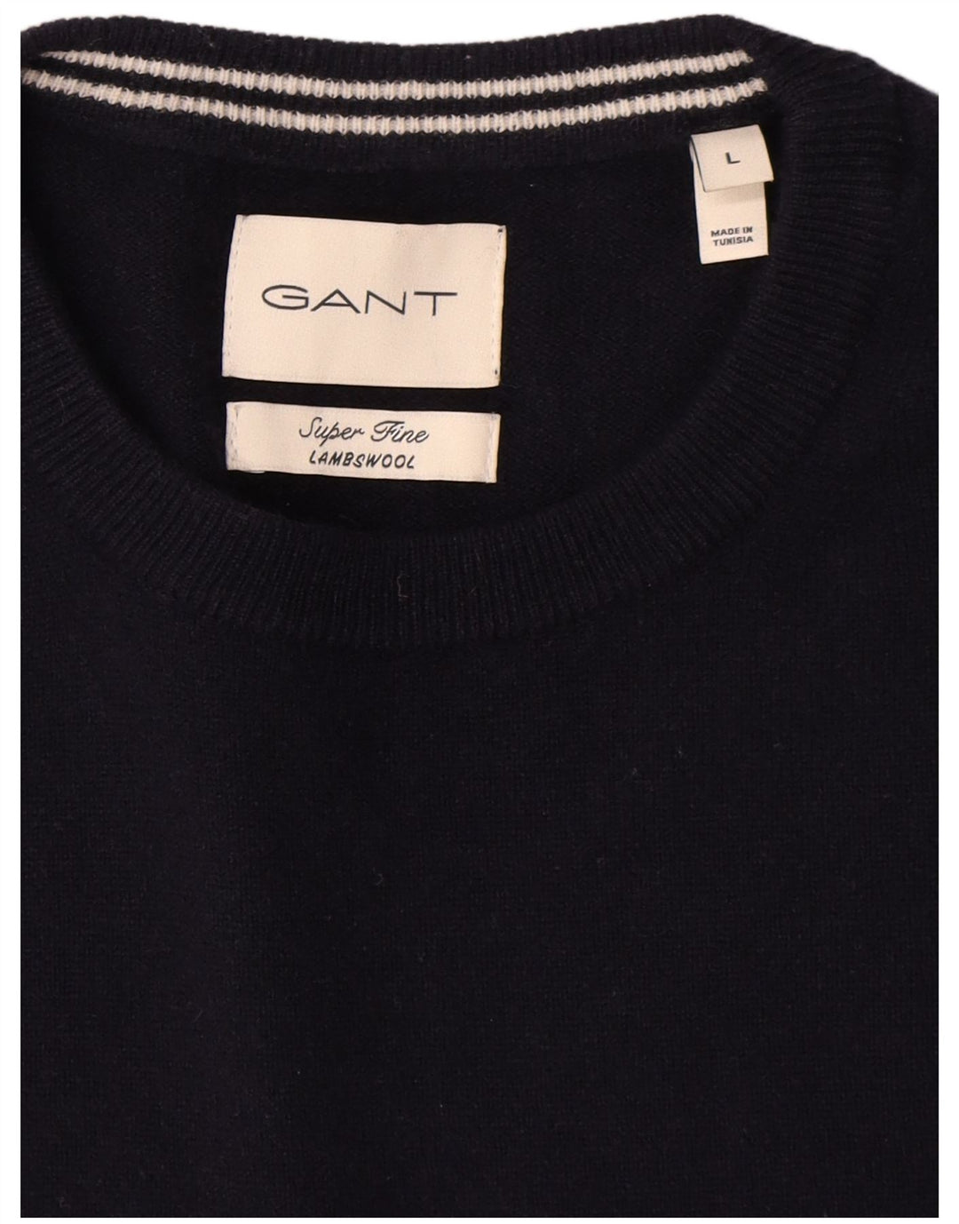 Suéter masculino Gant com gola redonda, grande lã de cordeiro azul marinho