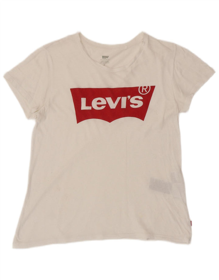 Camiseta feminina gráfica LEVI'S UK 12 algodão branco médio