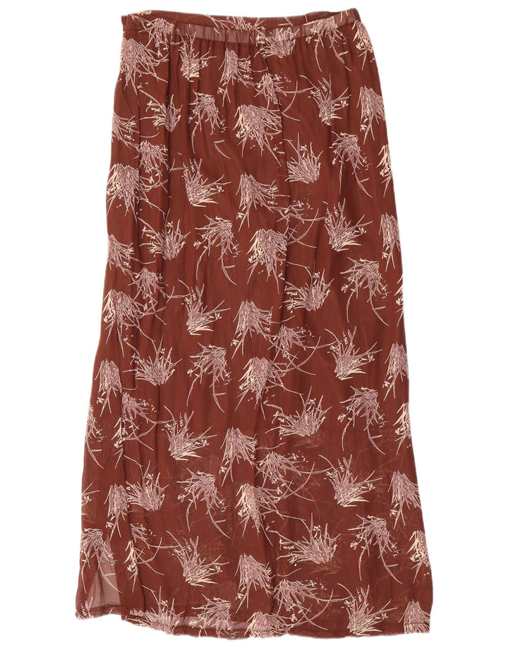 Saia maxi feminina VINTAGE com padrão abstrato W34 grande marrom