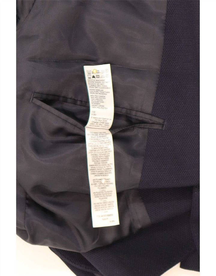 Jaqueta blazer masculina de 2 botões Marks & Spencer Reino Unido 42 grande azul marinho poliamida