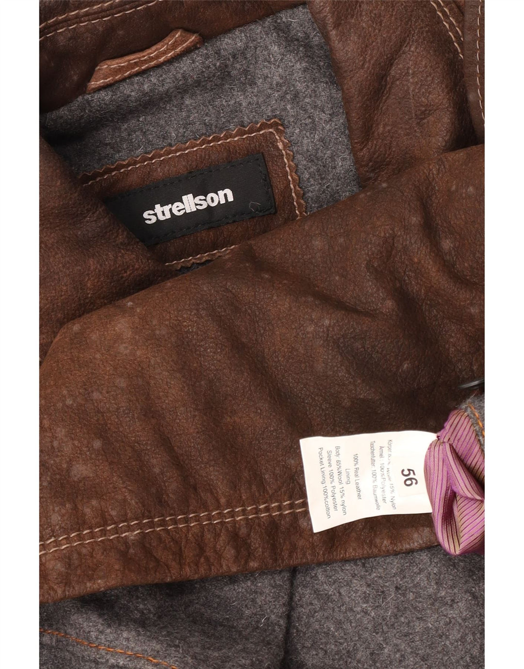 Jaqueta de couro masculina Strellson IT 56 3XL couro marrom