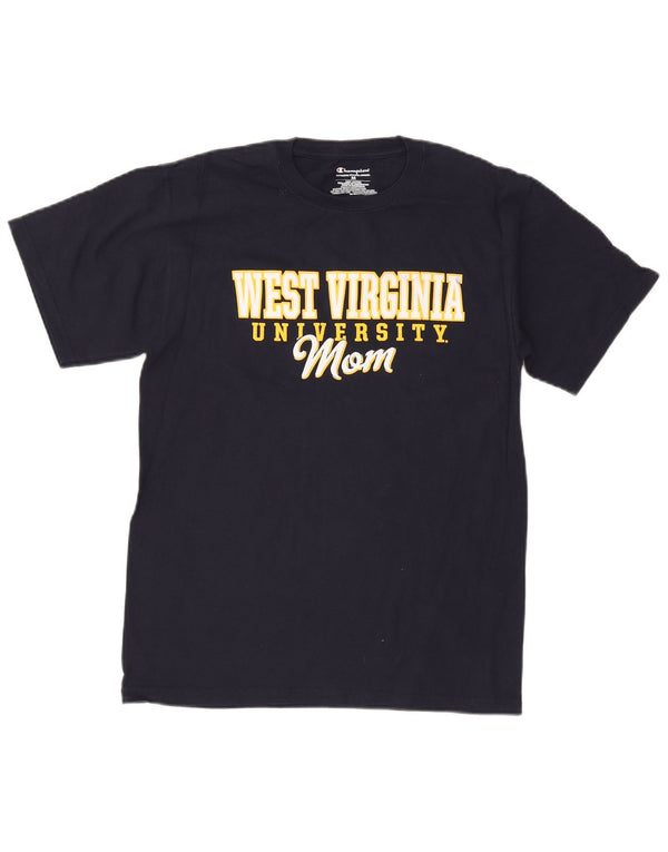 Camiseta masculina Champion West Virginia com estampa gráfica de algodão azul marinho médio