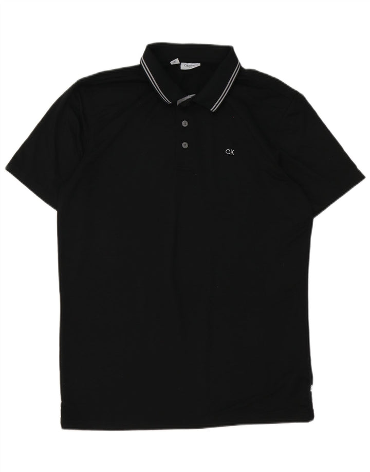 Camisa polo masculina Calvin Klein poliéster preto médio