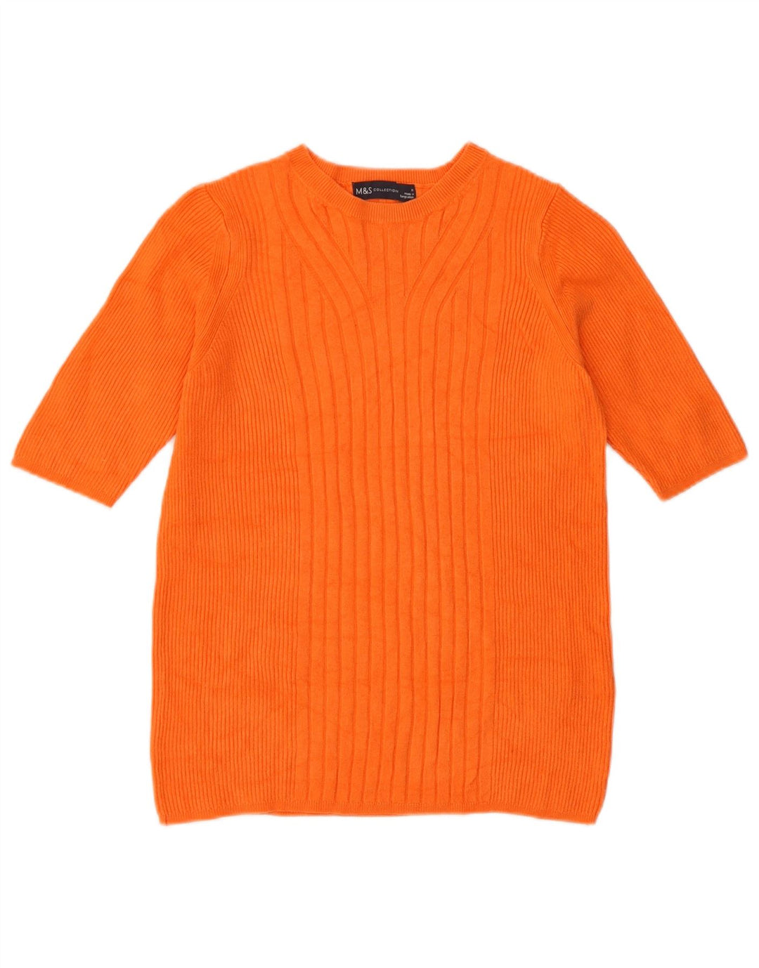 Suéter feminino Marks & Spencer com gola redonda Reino Unido 12 médio laranja