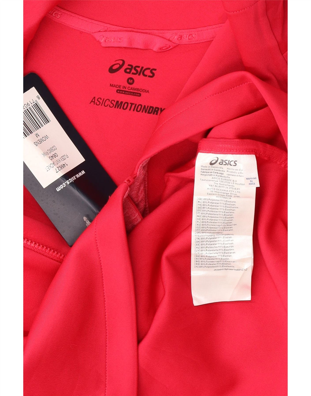 Asics Womens Tracksuit Top Jacket UK 12 Medium Pink Spotted Poliéster