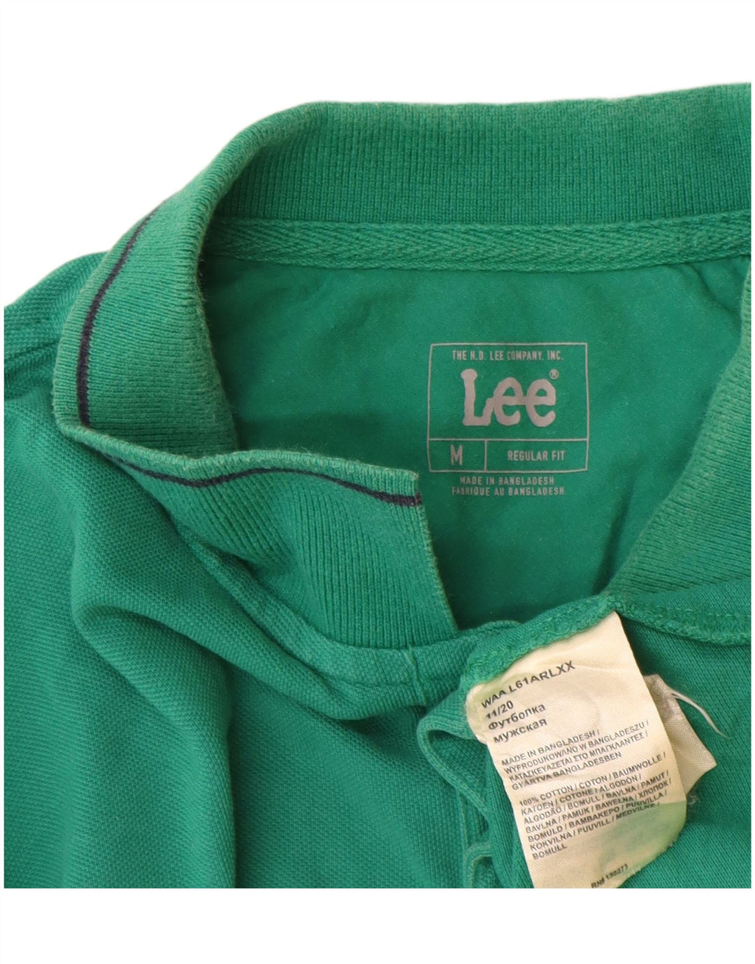 Camisa polo masculina Lee Regular Fit algodão verde médio