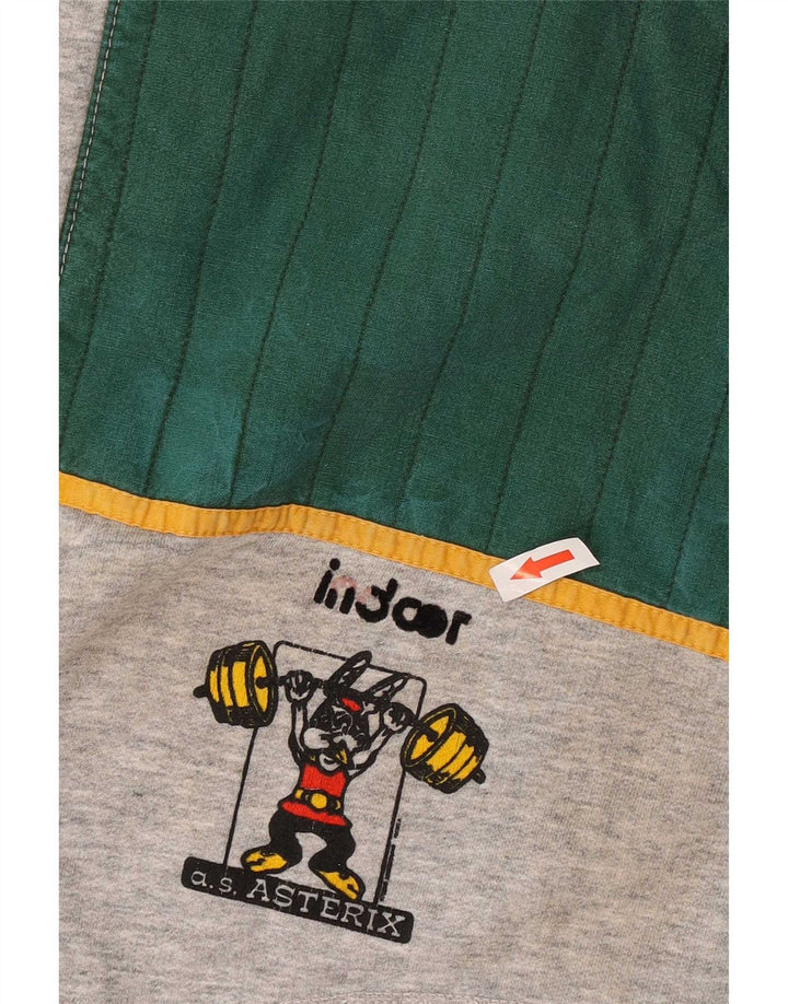 Jaqueta masculina vintage sem mangas com top cinza grande bloco colorido