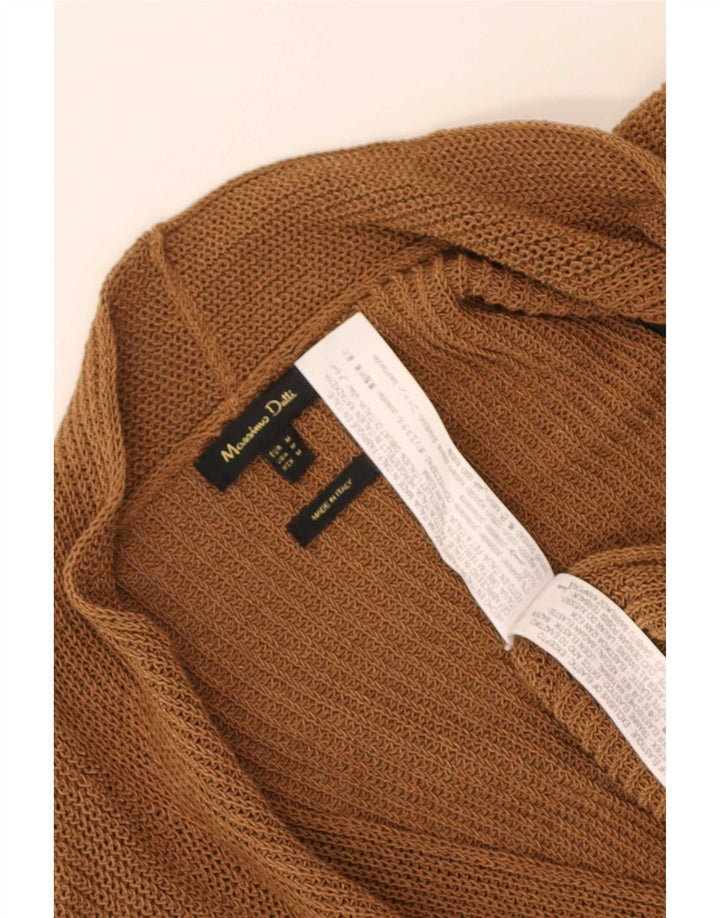 Suéter cardigã feminino Massimo Dutti Longline Reino Unido 14 poliéster marrom médio