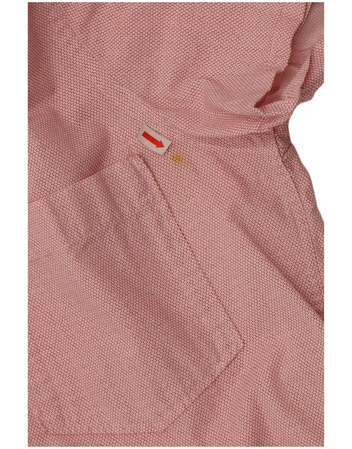 Tommy Hilfiger Camisa masculina de manga curta slim fit de algodão manchado vermelho médio