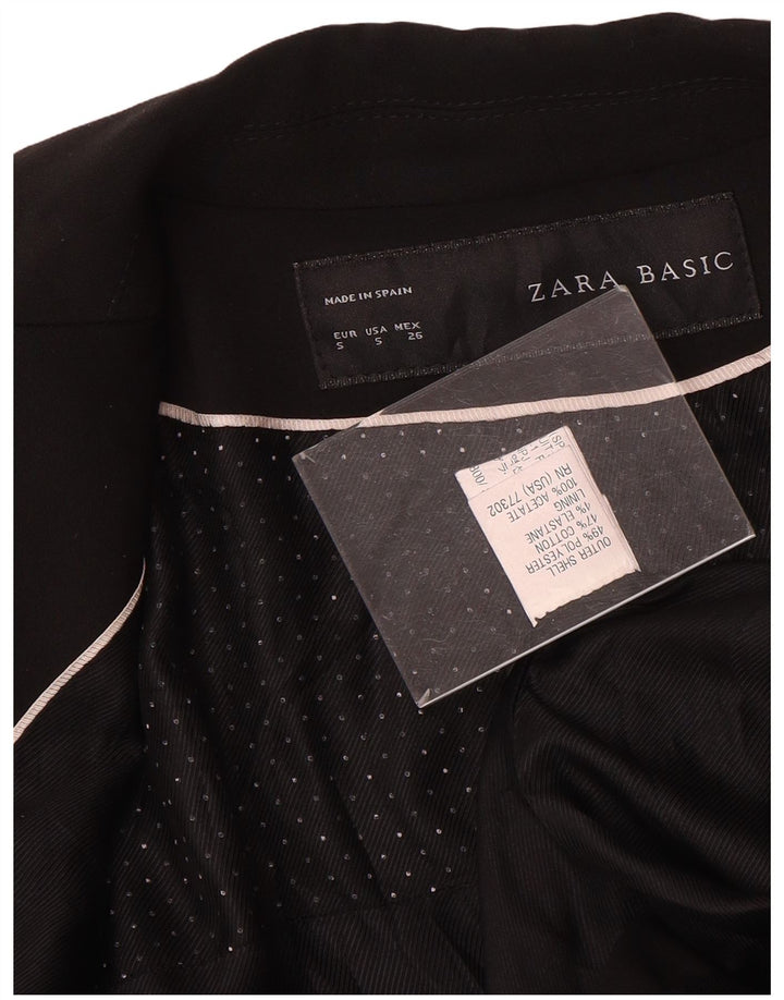 Jaqueta blazer feminina Zara com 1 botão Reino Unido 10 pequeno poliéster preto