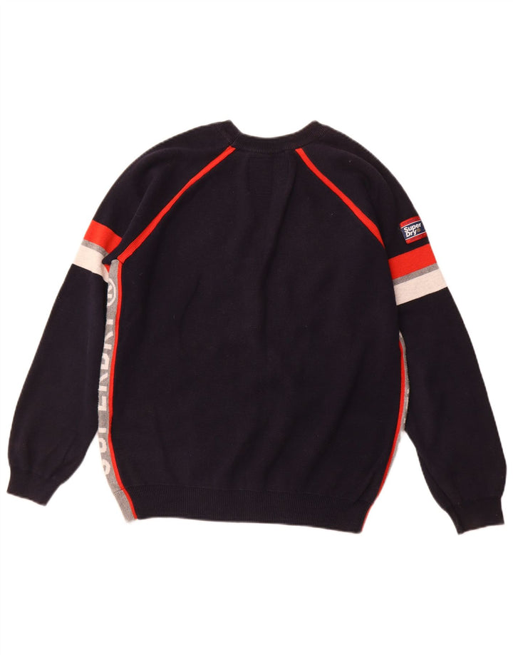 Suéter feminino SUPERDRY com gola redonda Reino Unido 14 médio azul marinho