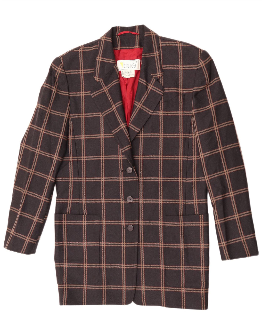 Jaqueta blazer feminina Laurel Longline com 3 botões UE 40 xadrez marrom médio