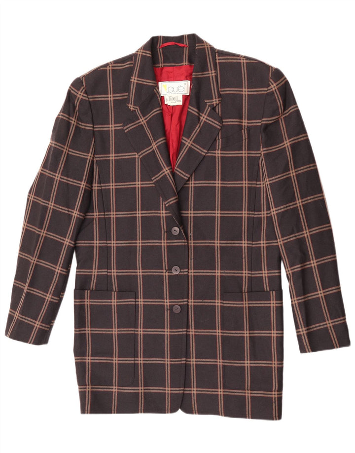 Jaqueta blazer feminina Laurel Longline com 3 botões UE 40 xadrez marrom médio
