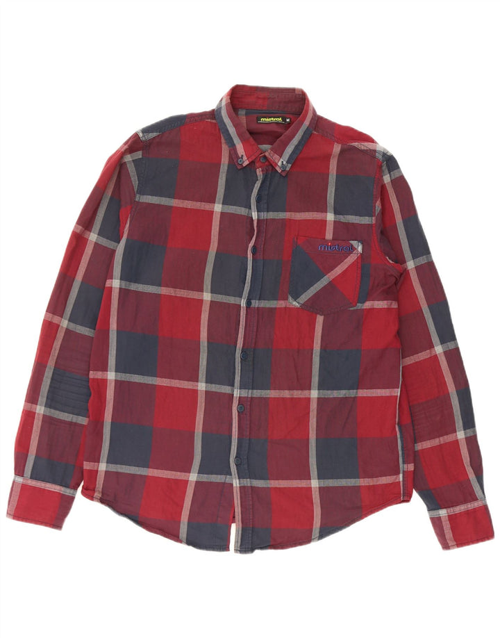 Camisa masculina Mistral de algodão xadrez vermelho médio