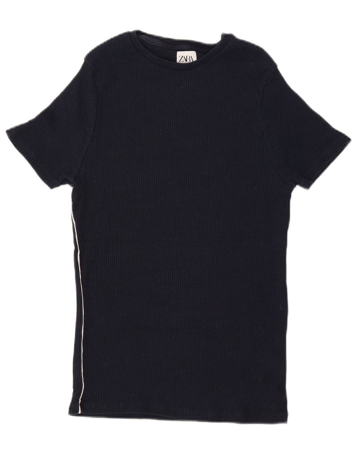 Camiseta masculina Zara Top médio azul marinho