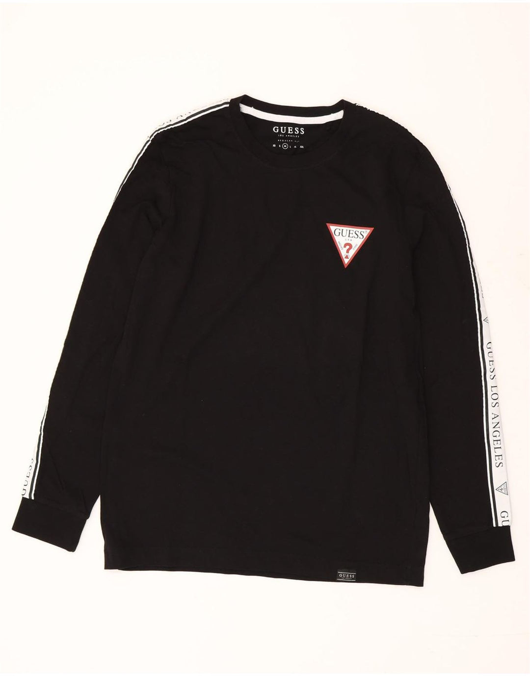 Top gráfico masculino GUESS manga comprida médio preto colorblock algodão