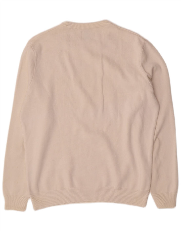 Zara Suéter masculino com gola redonda e algodão branco médio
