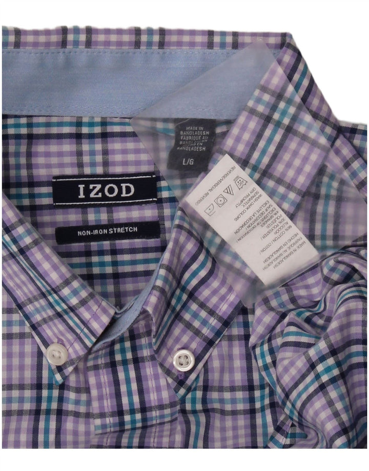 Camisa masculina de flanela IZOD grande algodão xadrez roxo