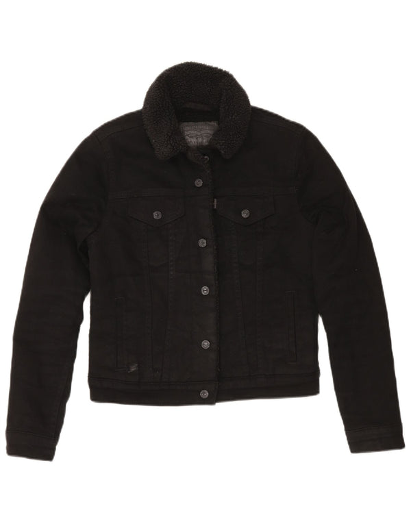 Jaqueta jeans feminina Levi's Sherpa UK 6 XS algodão preto