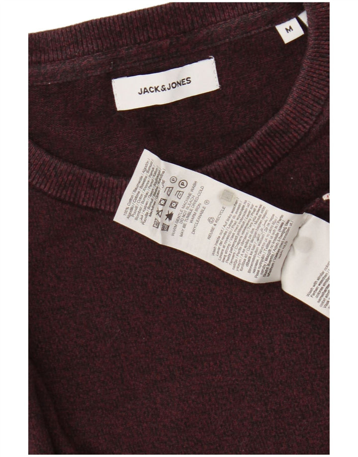 JACK & JONES Mens Crew Neck Jumper Sweater Medium Burgundy Cotton