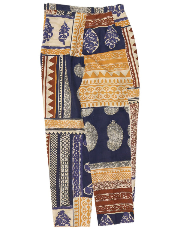 Calças Cônicas Femininas Vintage UK 14 Grande W28 L30 Paisley Multicolorido