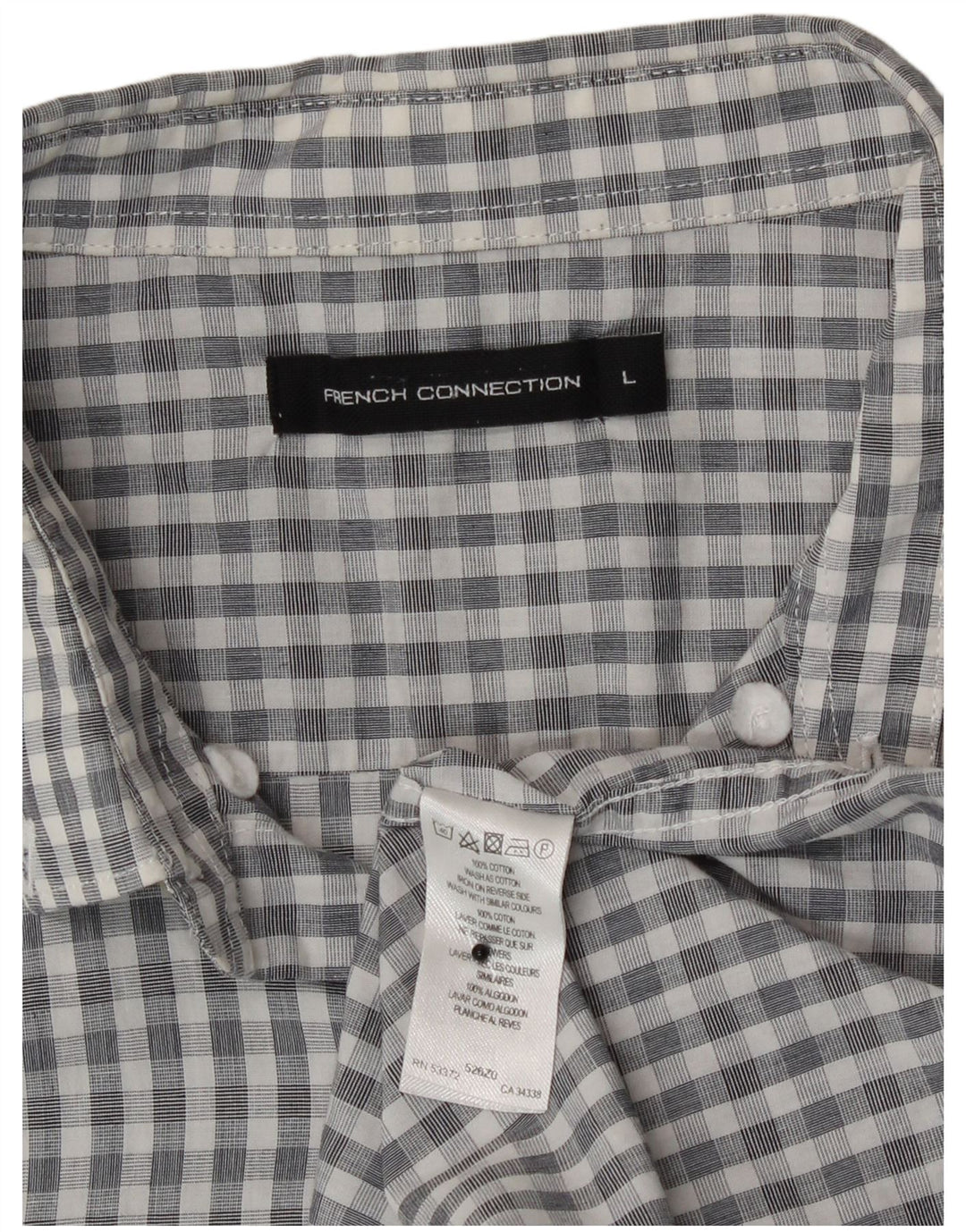 Camisa masculina French Connection grande algodão guingão cinza